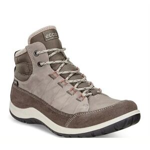 Ecco Women's Aspina Mid-Cut Lace Goretex Waterproof Tan/Grey Hiking Boot - 41